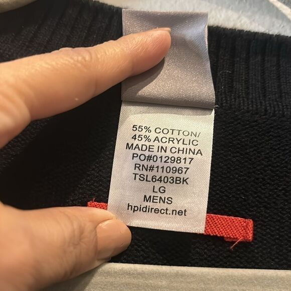 Tesla Mens V-Neck Cardigan Button Varsity Sweater Black Size Large - Picture 4 of 9